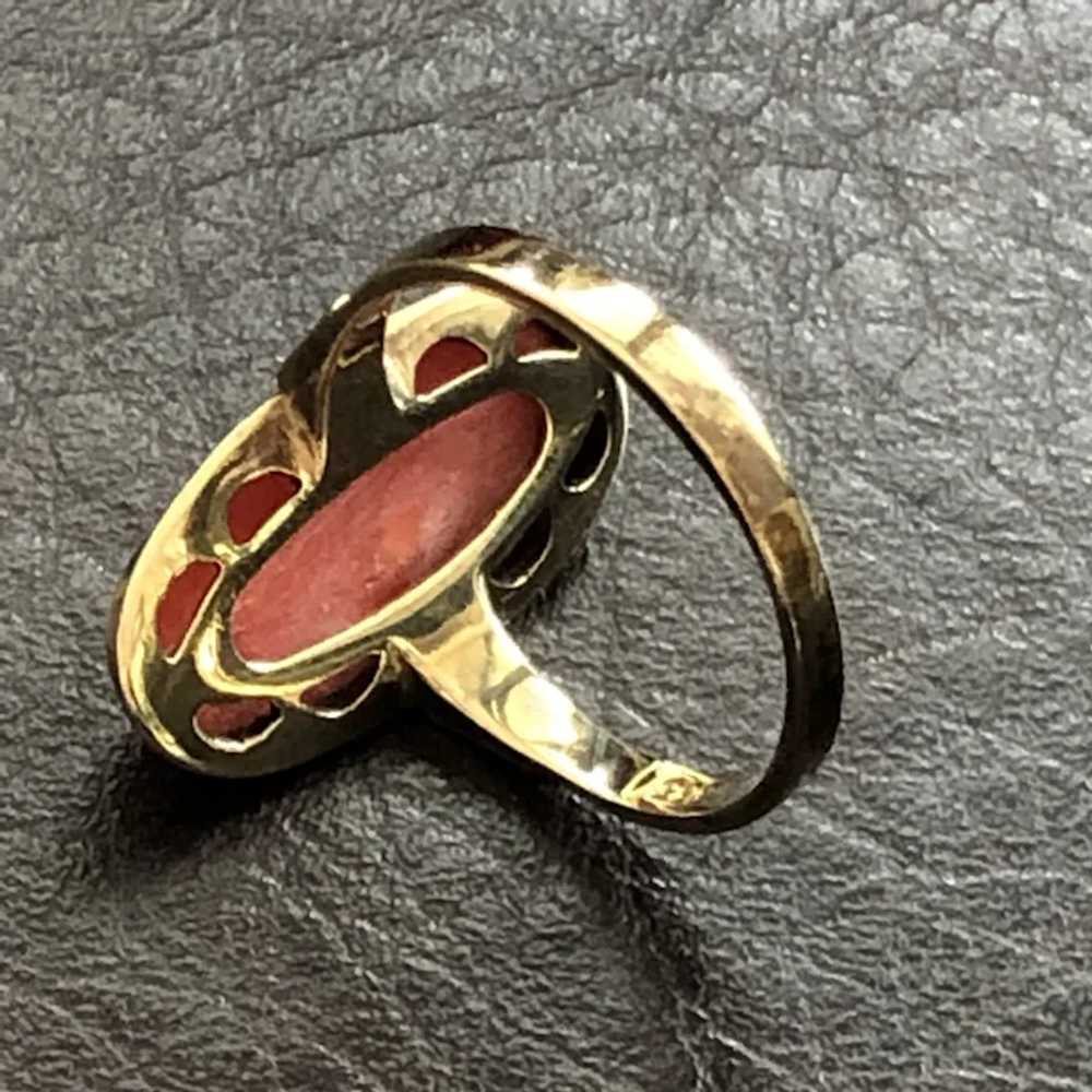 Fabulous Antique 8K Gold Genuine Red Coral Ring - image 10