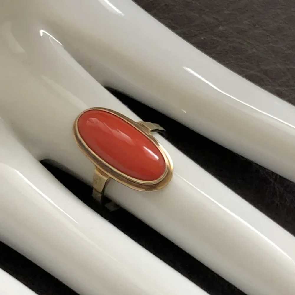 Fabulous Antique 8K Gold Genuine Red Coral Ring - image 12