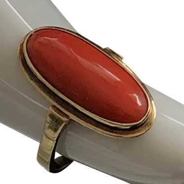 Fabulous Antique 8K Gold Genuine Red Coral Ring - image 1
