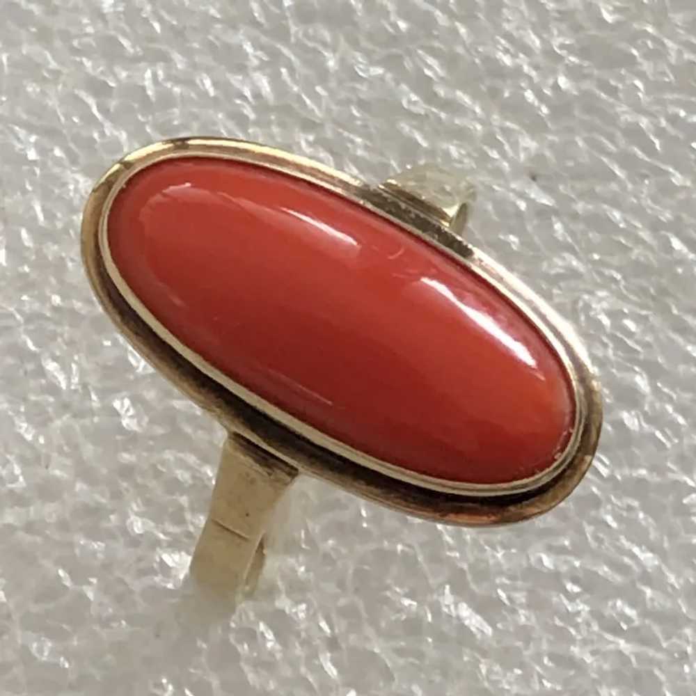 Fabulous Antique 8K Gold Genuine Red Coral Ring - image 3