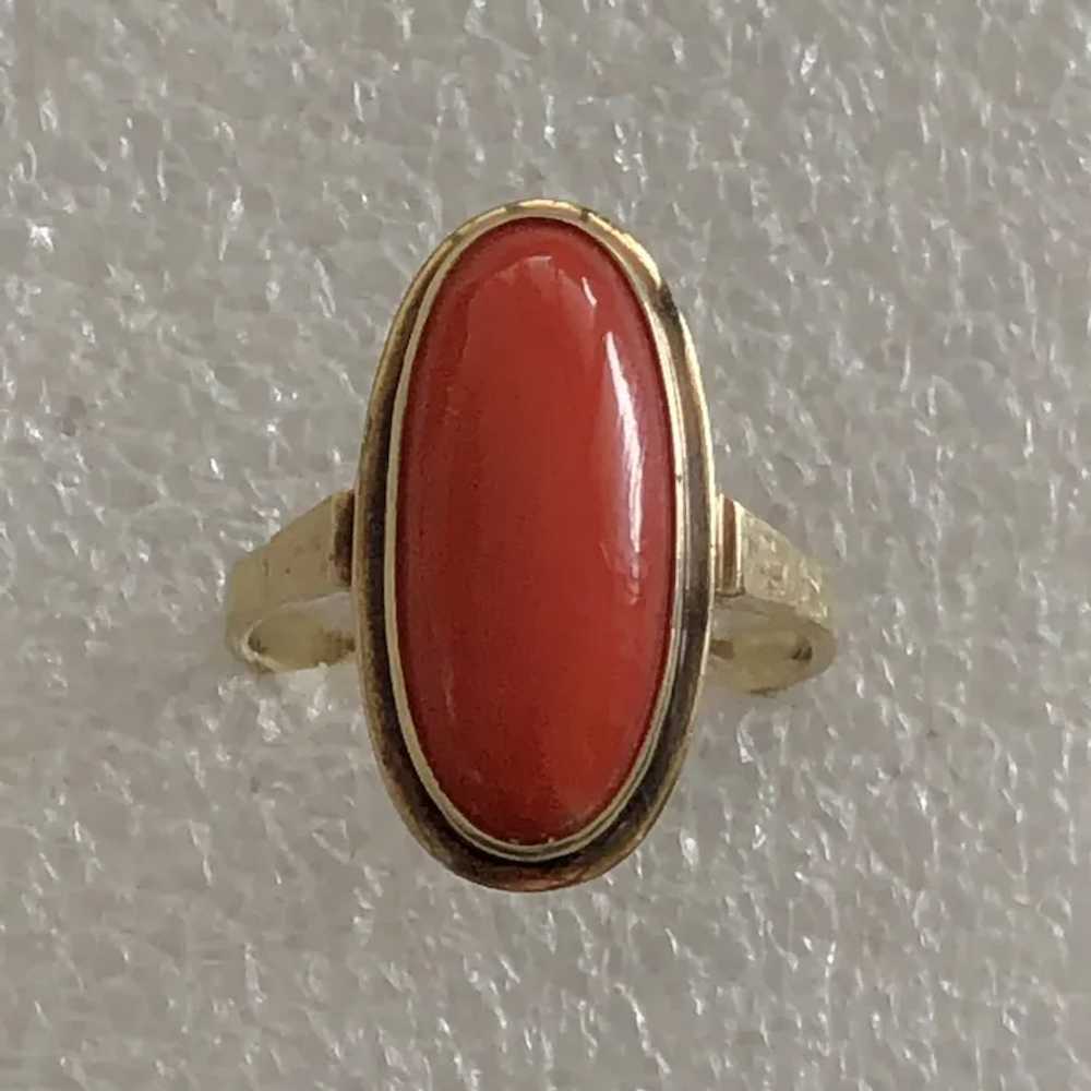 Fabulous Antique 8K Gold Genuine Red Coral Ring - image 4