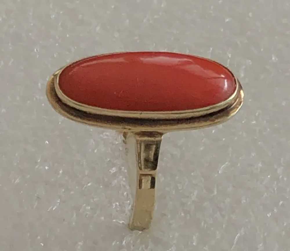 Fabulous Antique 8K Gold Genuine Red Coral Ring - image 5