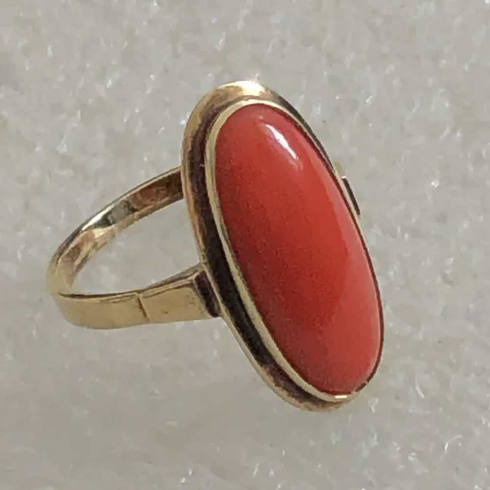 Fabulous Antique 8K Gold Genuine Red Coral Ring - image 6