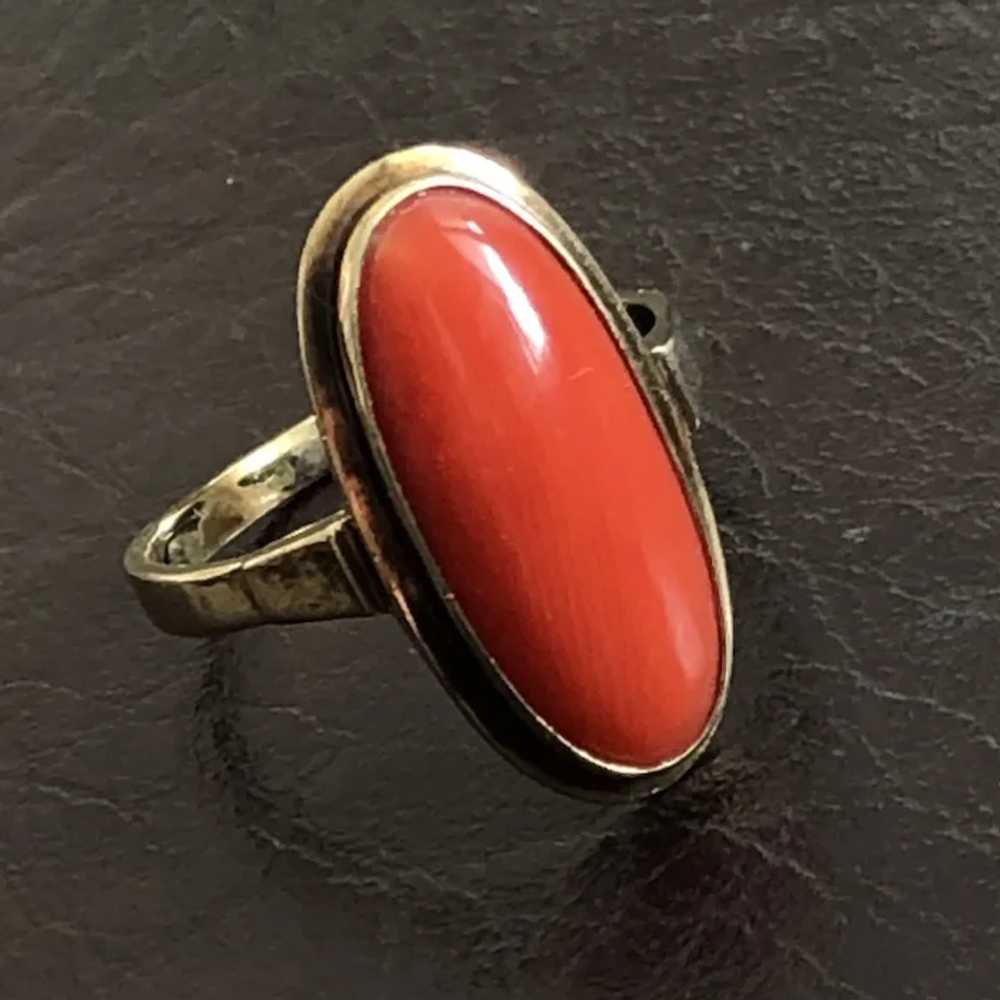 Fabulous Antique 8K Gold Genuine Red Coral Ring - image 8