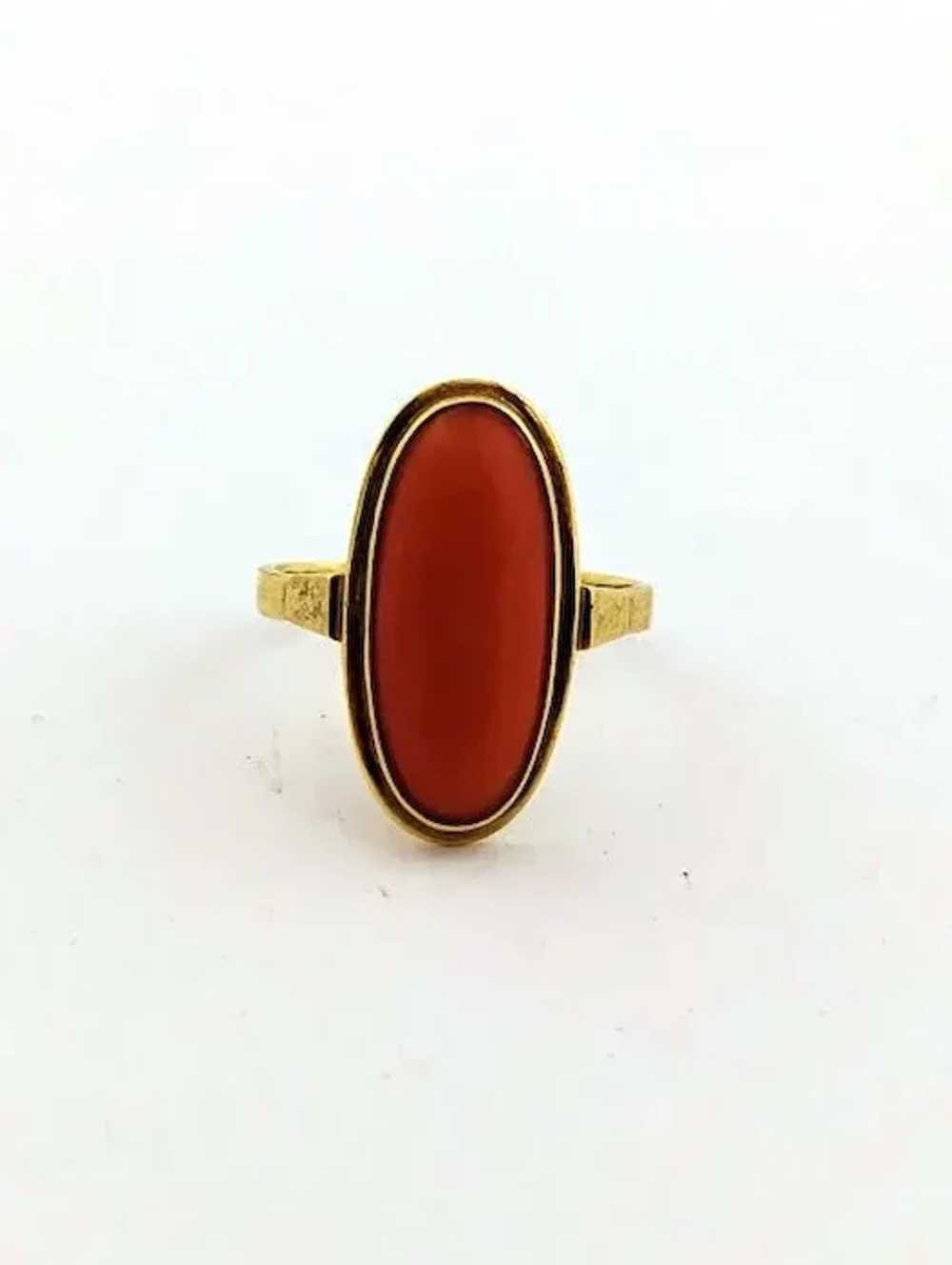 Fabulous Antique 8K Gold Genuine Red Coral Ring - image 9