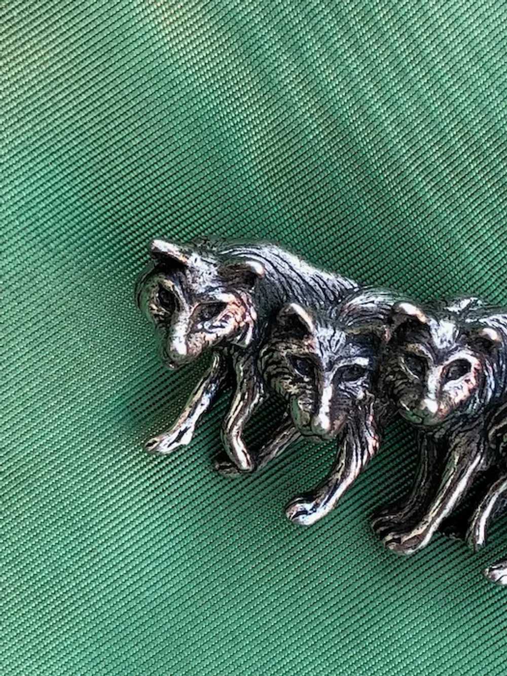 1980s Silver Wolf Brooch Sterling Cast - image 3