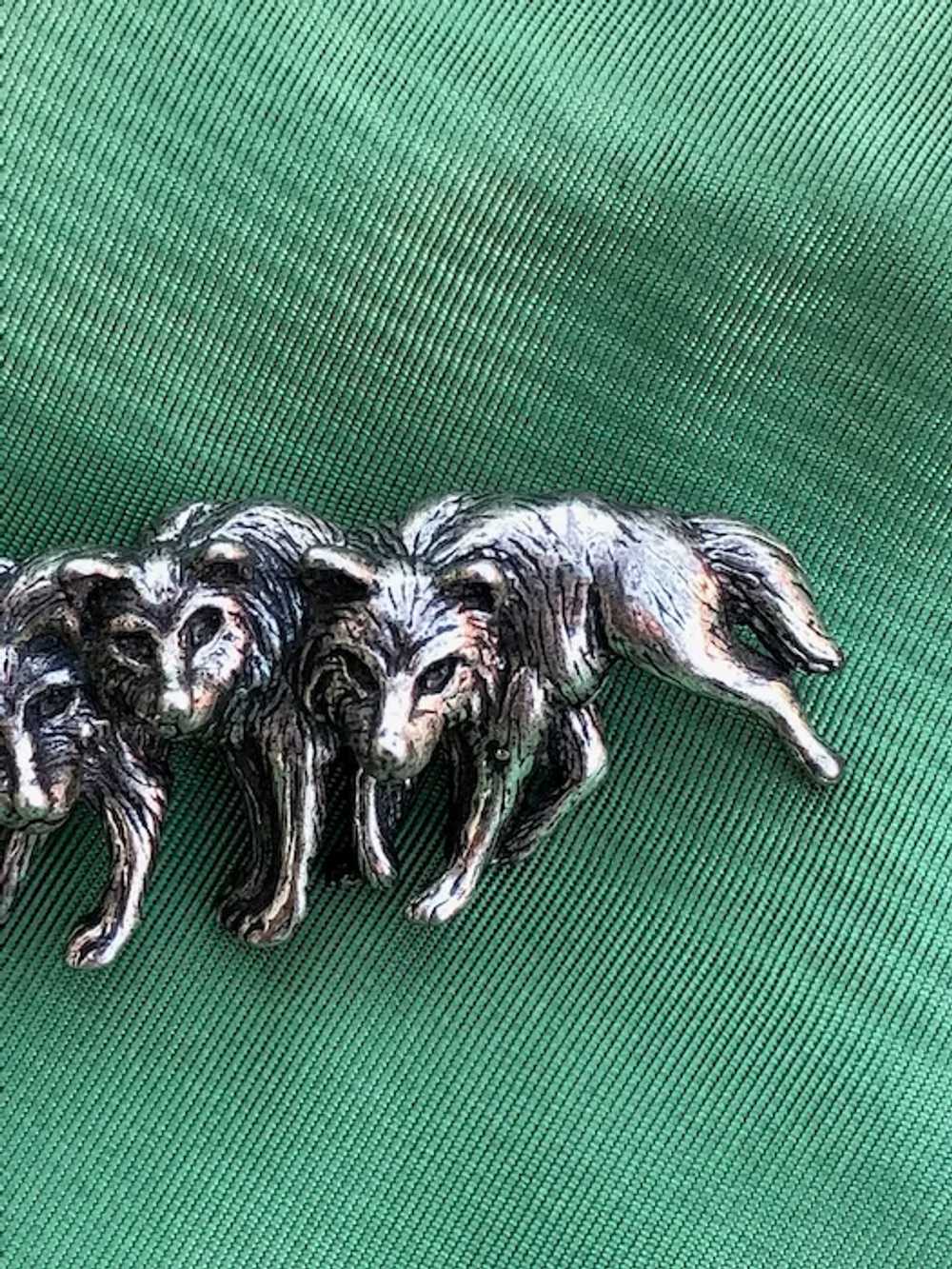 1980s Silver Wolf Brooch Sterling Cast - image 4