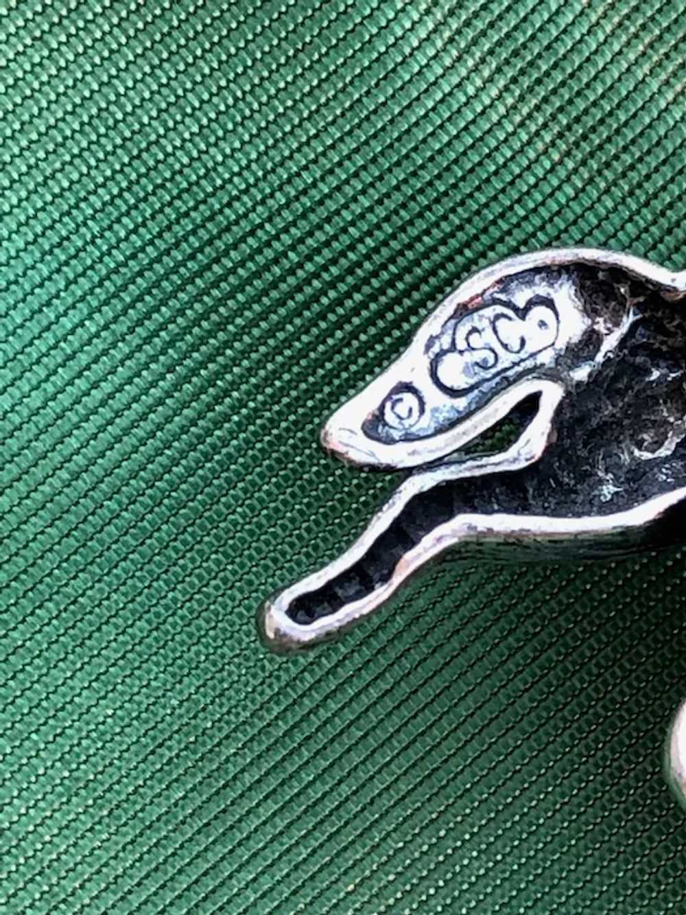 1980s Silver Wolf Brooch Sterling Cast - image 9