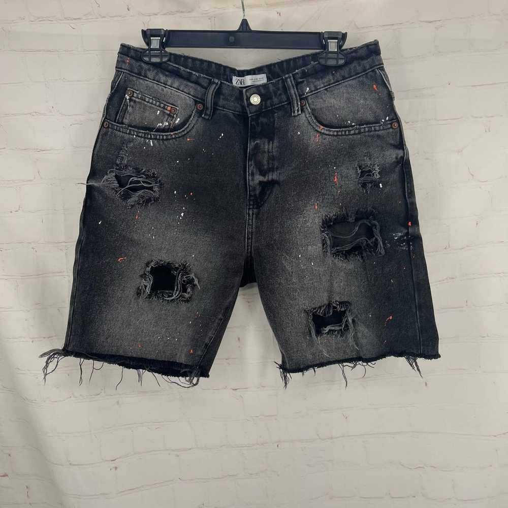 Zara Zara men black distressed denim shorts 30 - image 1