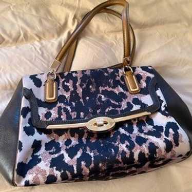 【希少】COACH Python Leather Handbag Leopard COACH Leopard Printed Leather Swinger 20, Leopard: Handbags