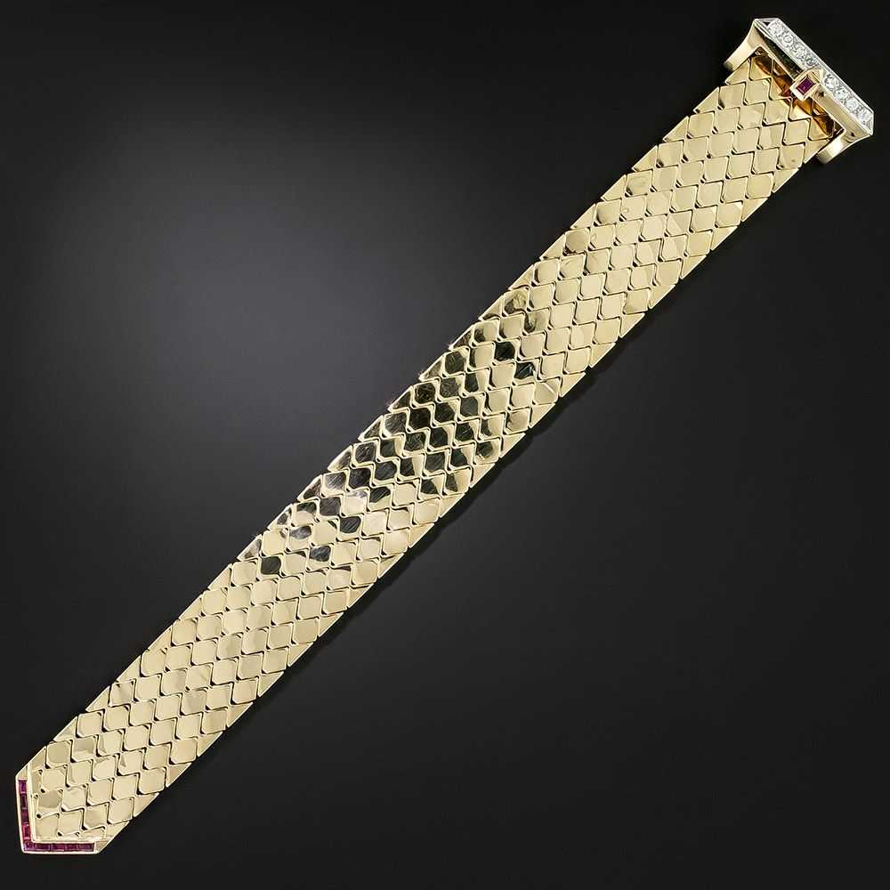 Retro Ruby and Diamond Belt Bracelet - image 3