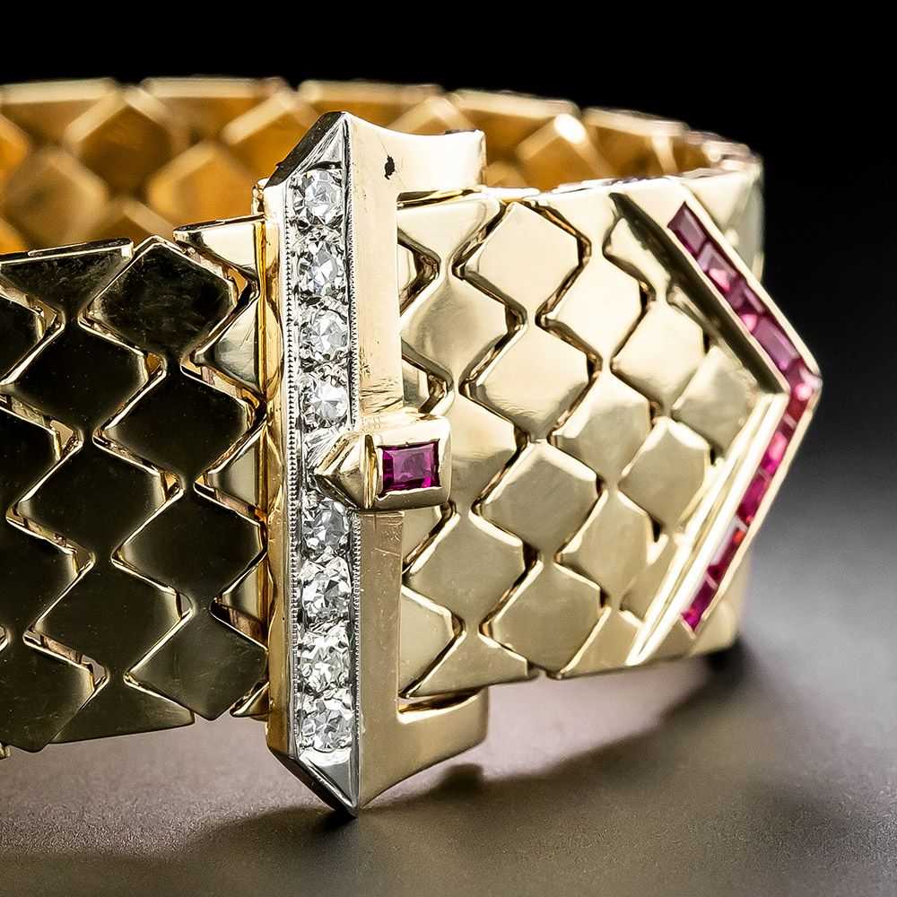 Retro Ruby and Diamond Belt Bracelet - image 4