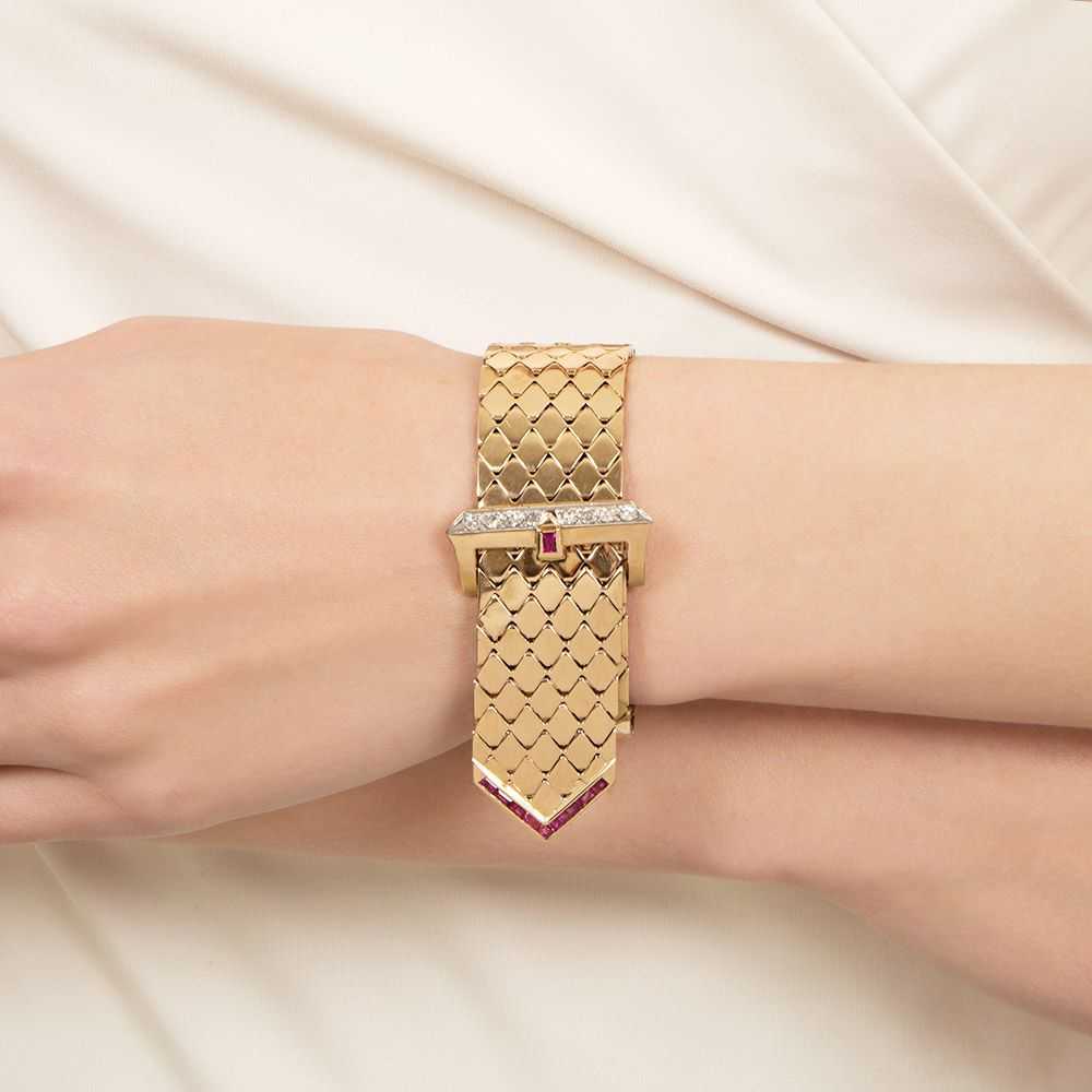 Retro Ruby and Diamond Belt Bracelet - image 6