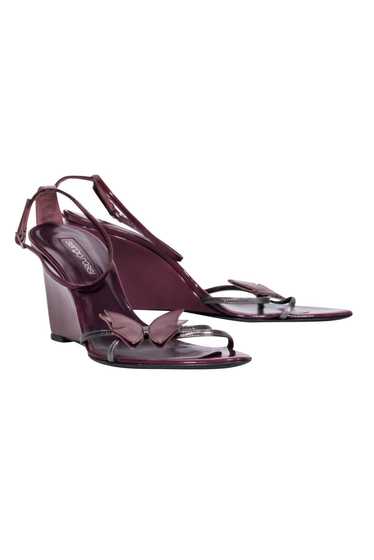 Sergio Rossi - Plum Patent Leather Strappy Butter… - image 1