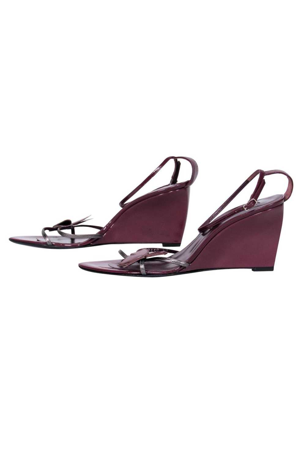 Sergio Rossi - Plum Patent Leather Strappy Butter… - image 3