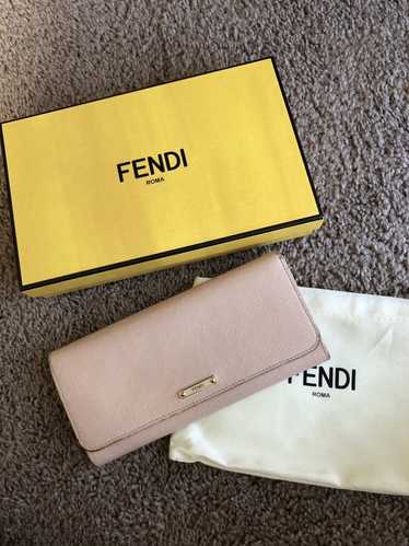 Fendi Fendi pink leather logo long wallet