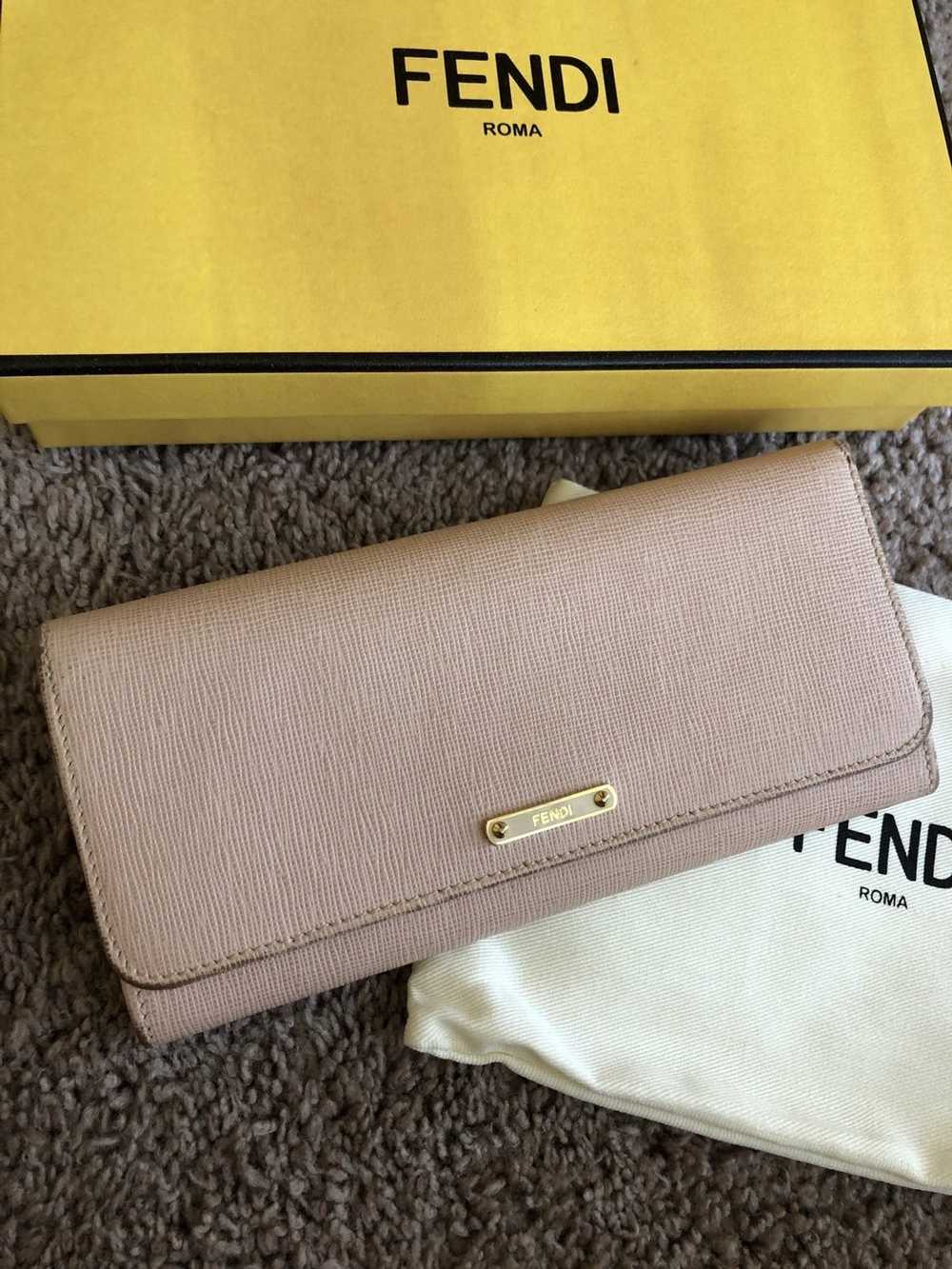 Fendi Fendi pink leather logo long wallet - image 2