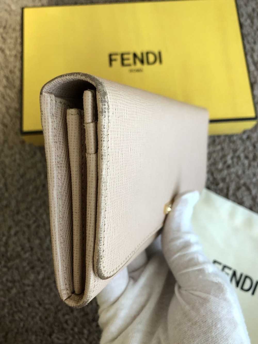 Fendi Fendi pink leather logo long wallet - image 7