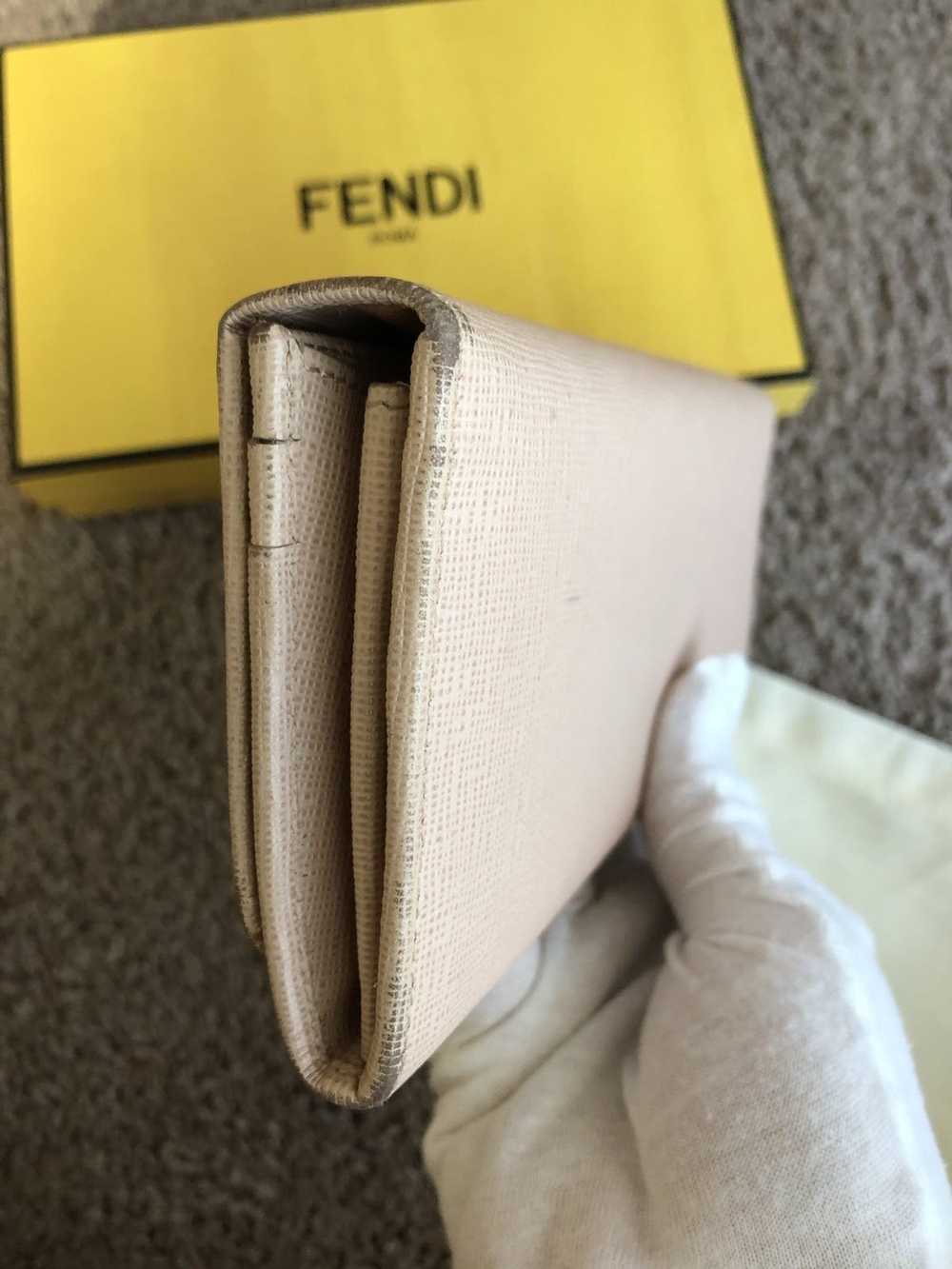 Fendi Fendi pink leather logo long wallet - image 8