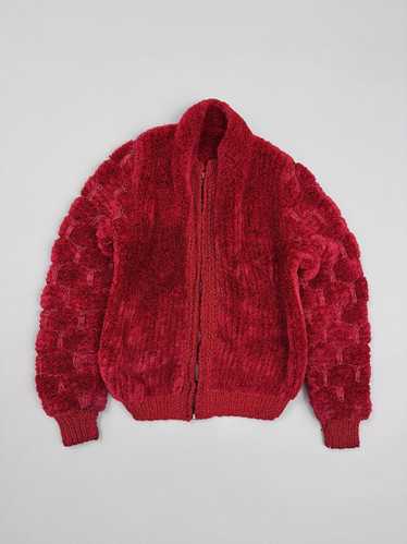 Handmade × Vintage Handmade Red Knitted Zip Up Bom