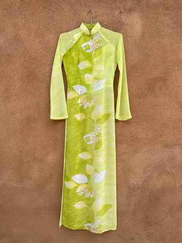 Sheer Green Cheongsam with Long Sleeves