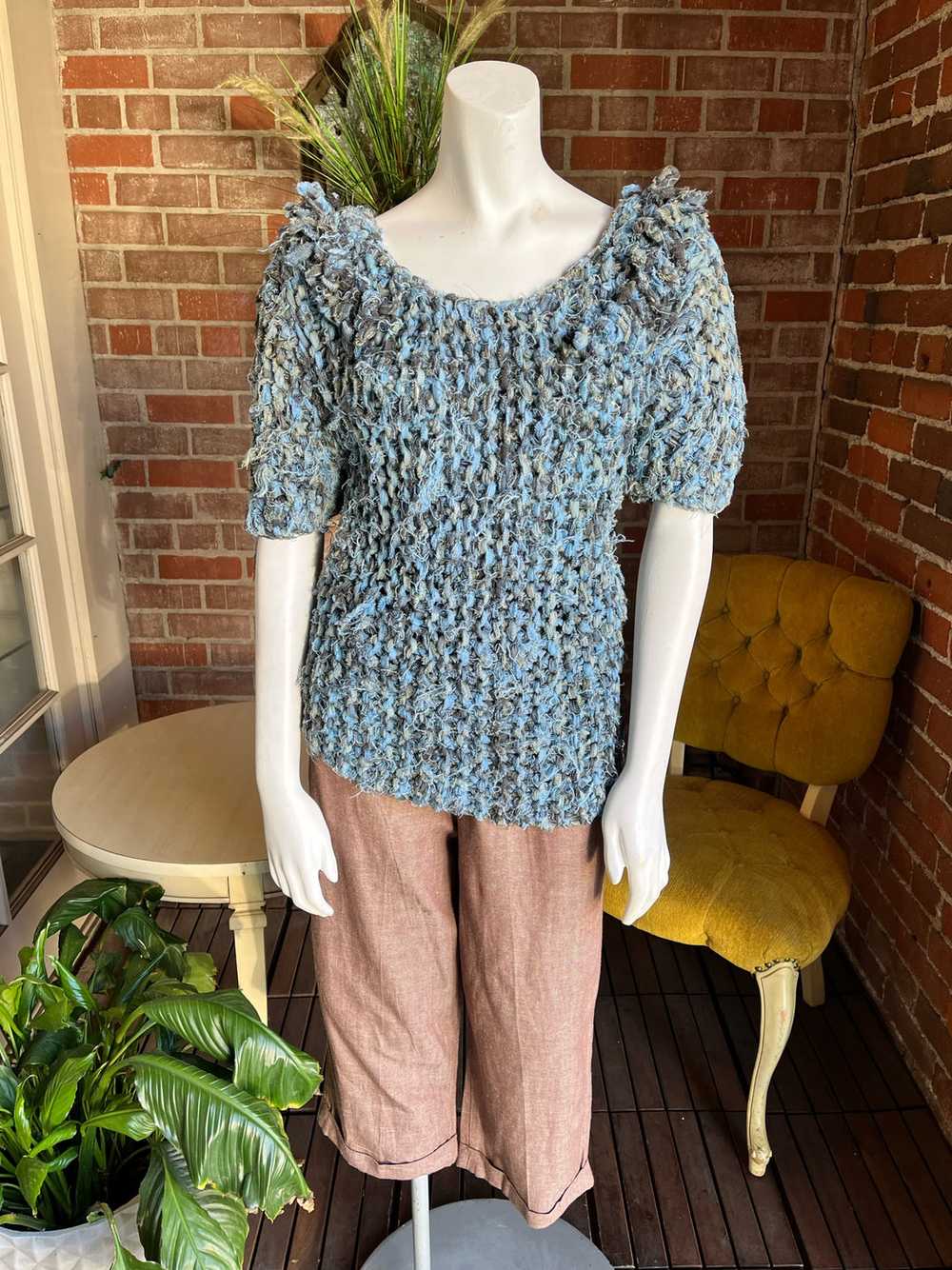 1960s Knot Crochet Blue Sweater - image 2