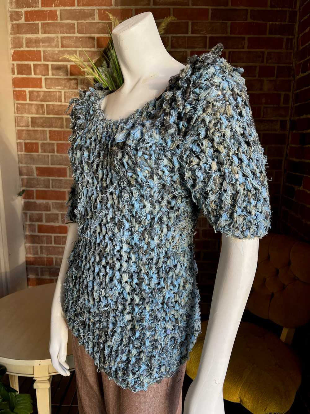 1960s Knot Crochet Blue Sweater - image 3