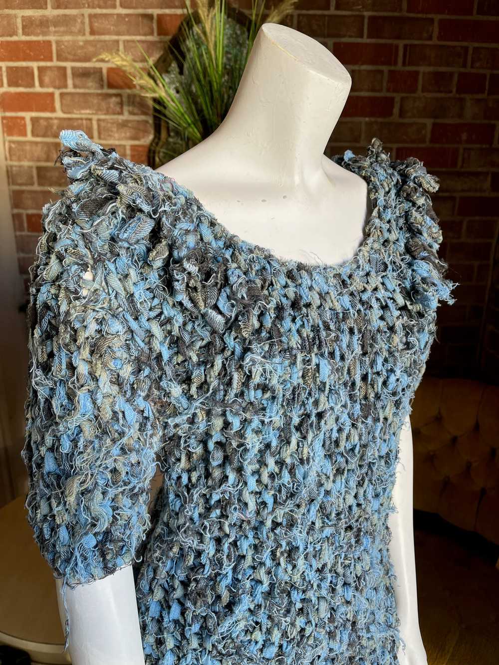 1960s Knot Crochet Blue Sweater - image 6