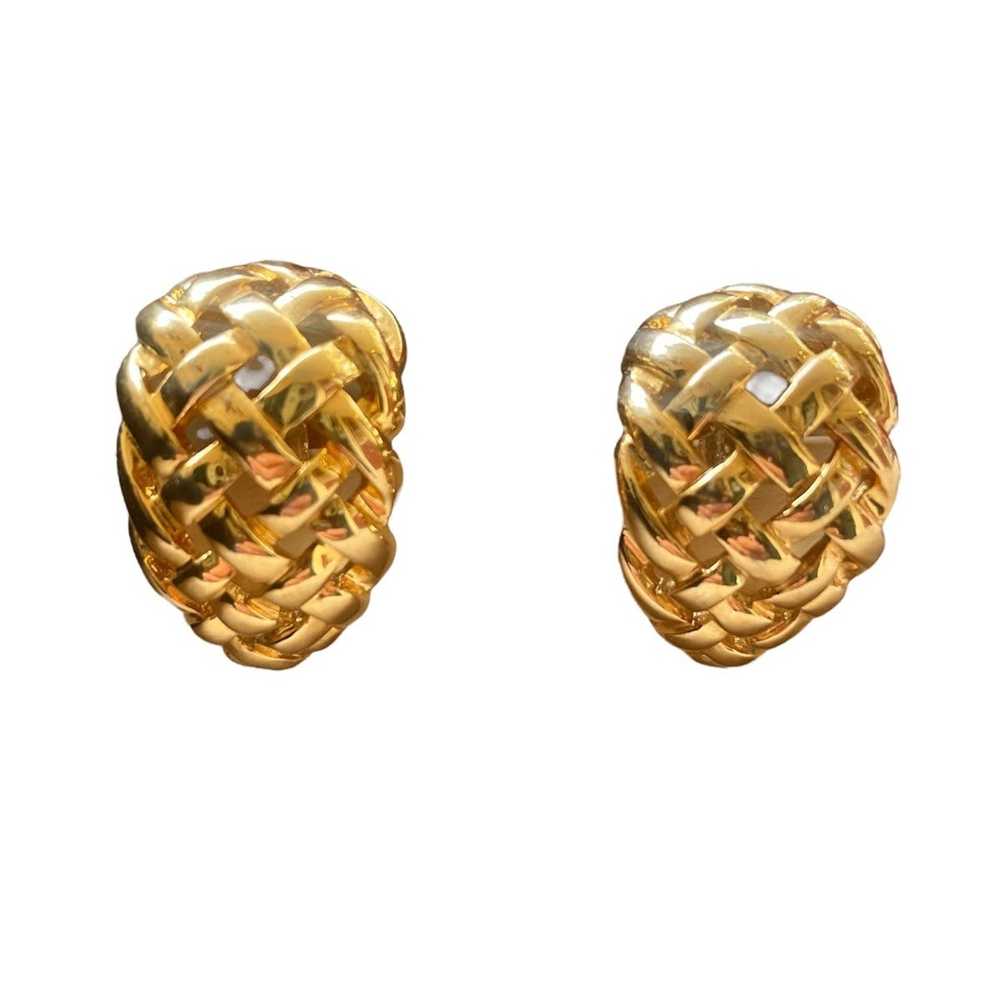 Givenchy Vintage Givenchy basketweave clip on ear… - image 2