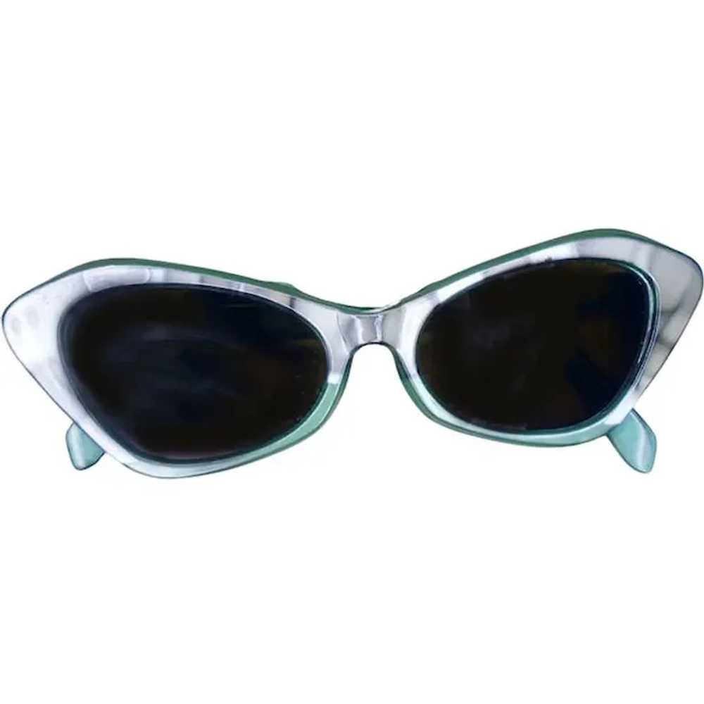 Retro Cateye Green Retro Marble Look Sunglasses - image 3