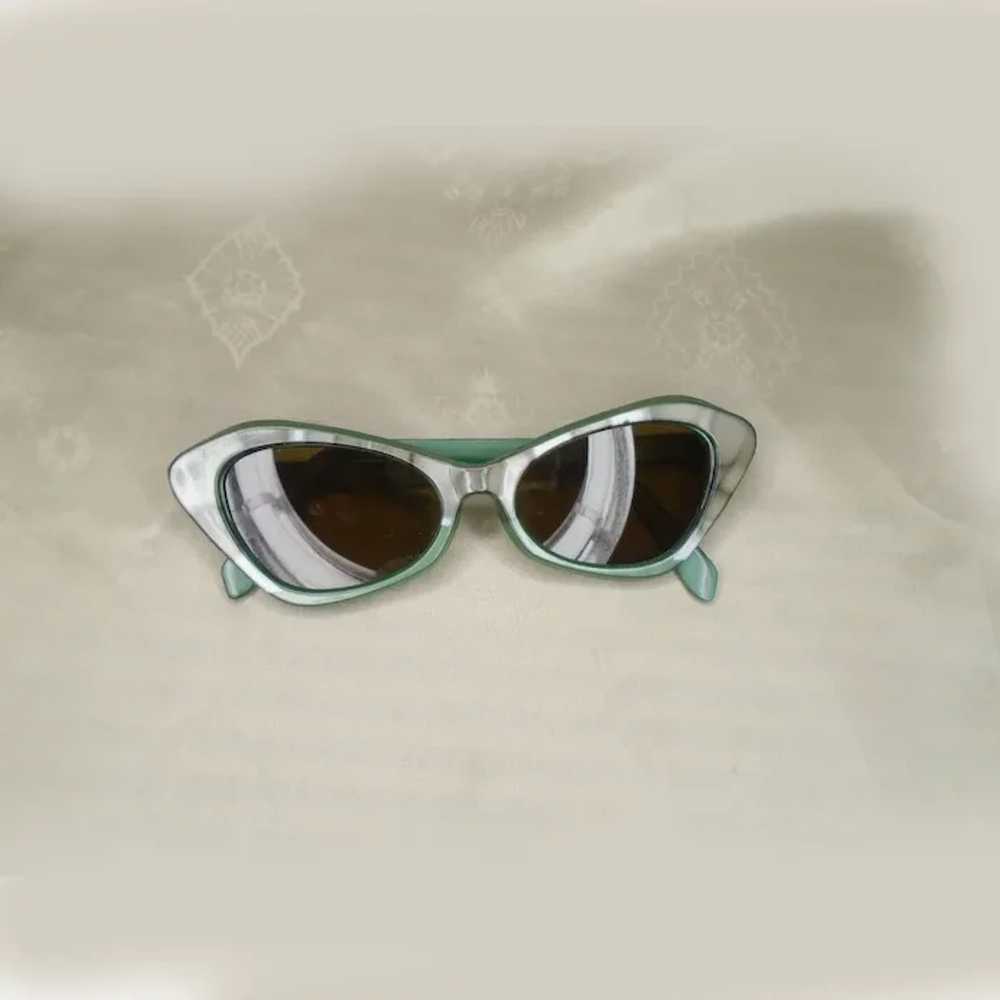 Retro Cateye Green Retro Marble Look Sunglasses - image 7