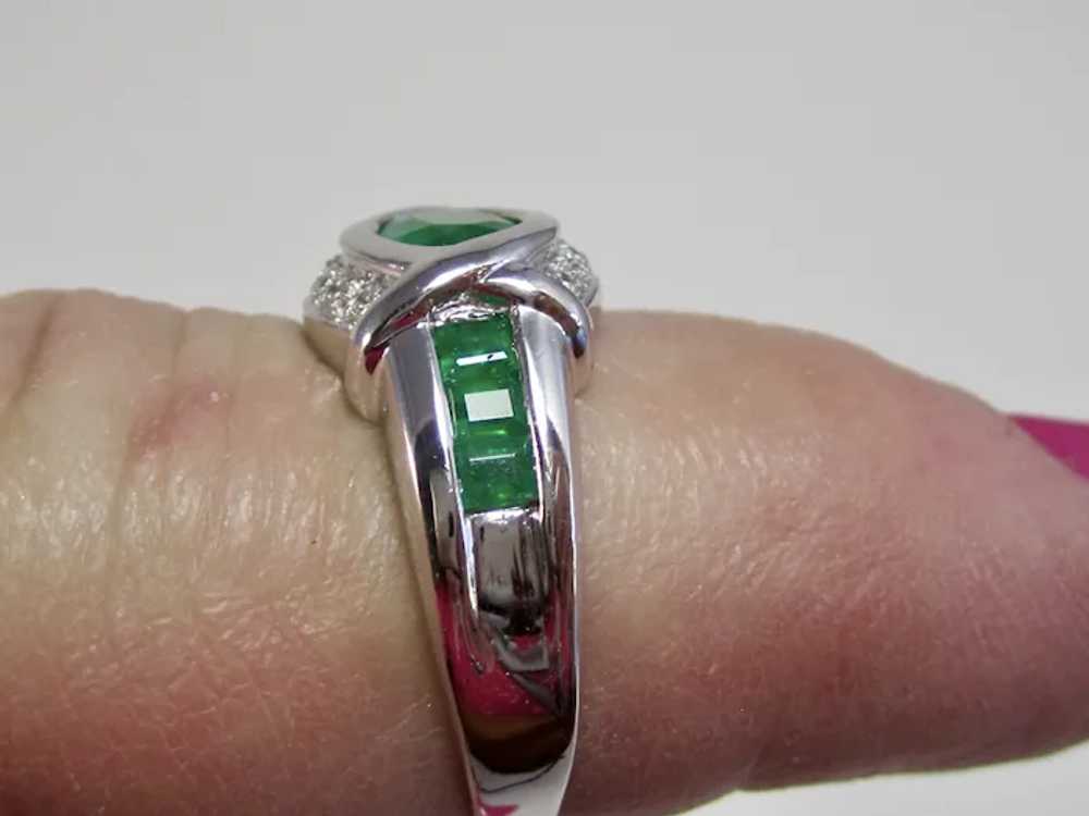 Vintage Estate Emerald & Diamond Ring 18K - image 4