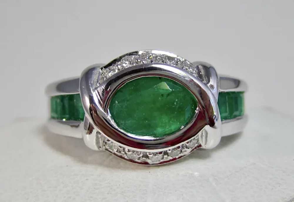 Vintage Estate Emerald & Diamond Ring 18K - image 5