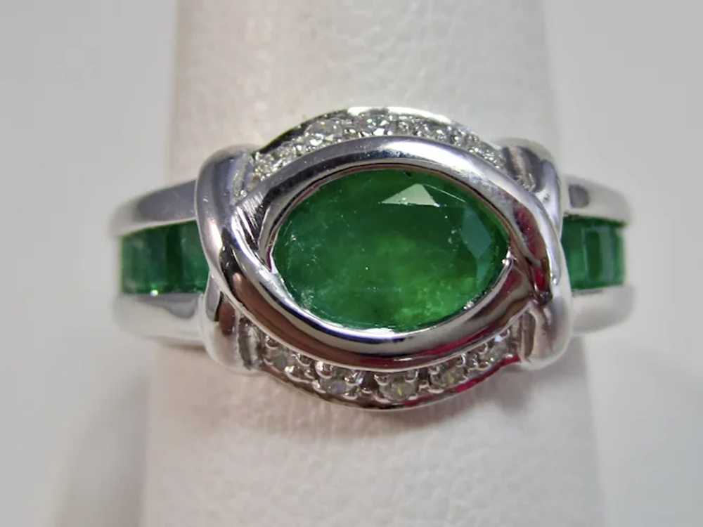 Vintage Estate Emerald & Diamond Ring 18K - image 6