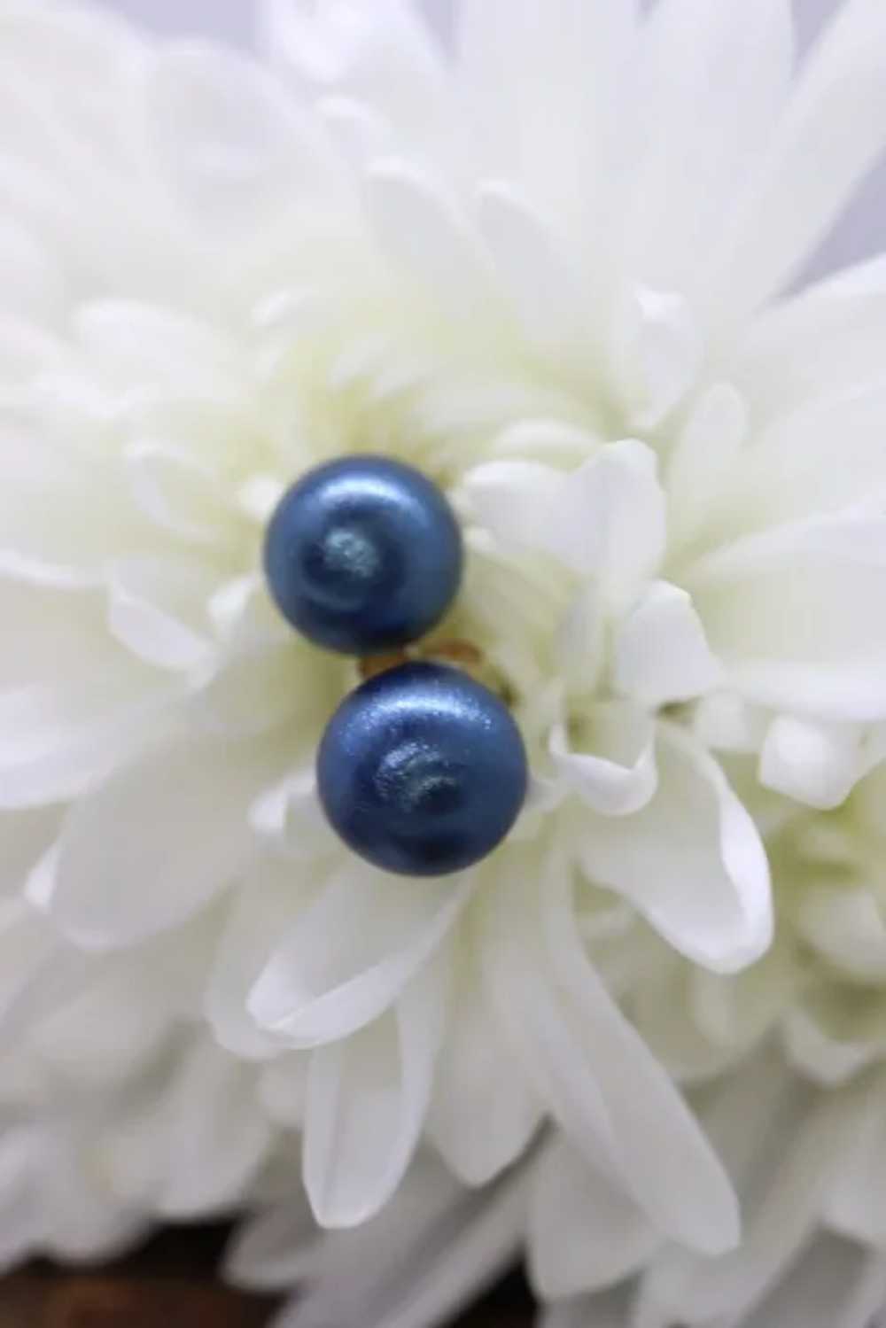14k Gold Blue Bead stud earrings. Disco BALL stud… - image 6