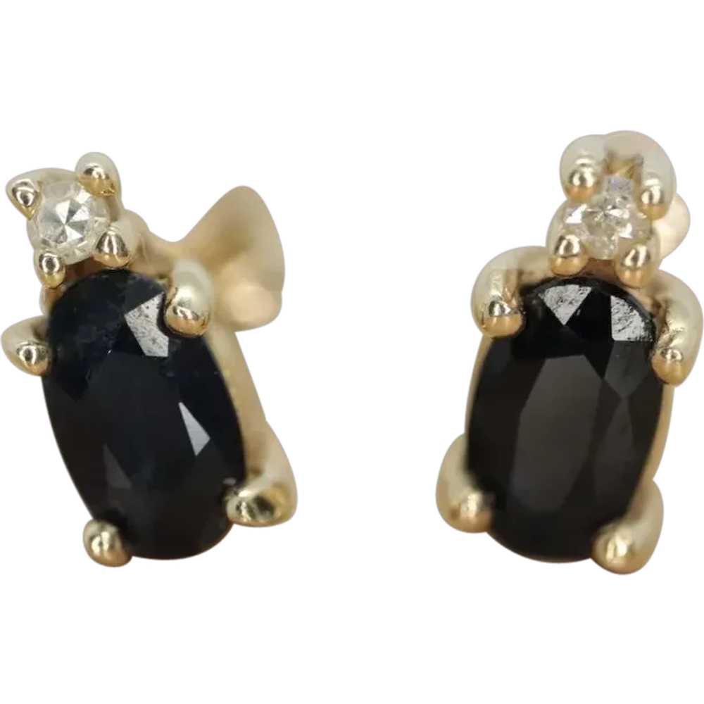 10k Sapphire and Diamond Stud Earrings. - image 1