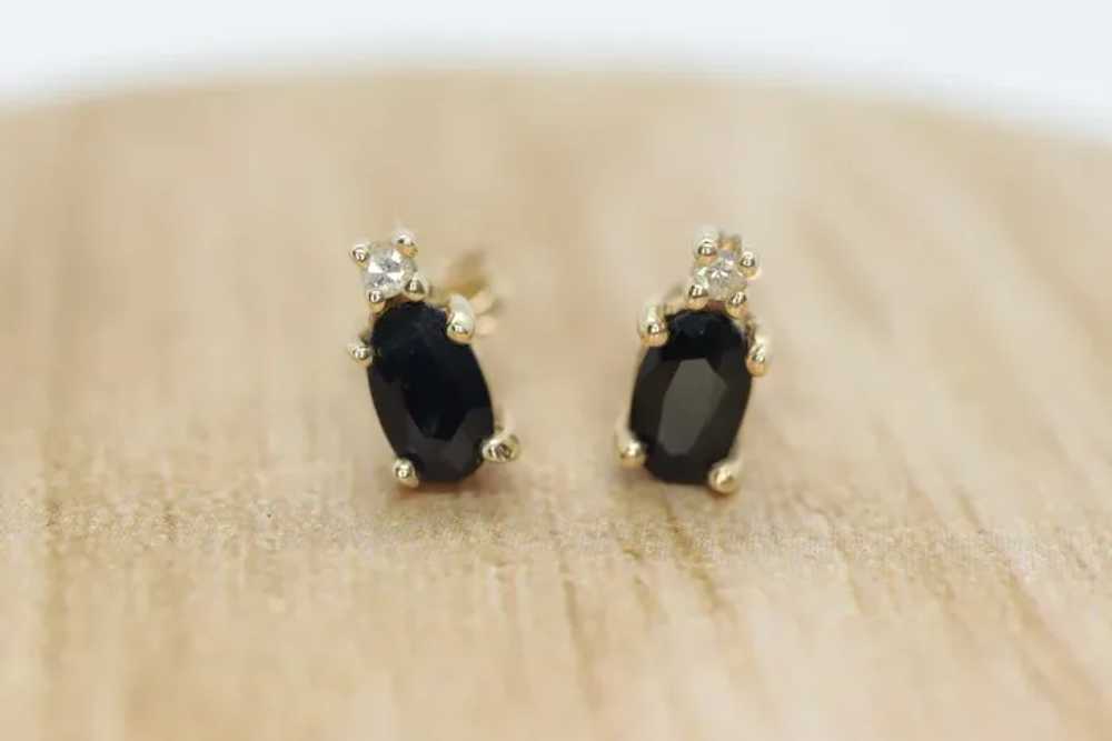 10k Sapphire and Diamond Stud Earrings. - image 2