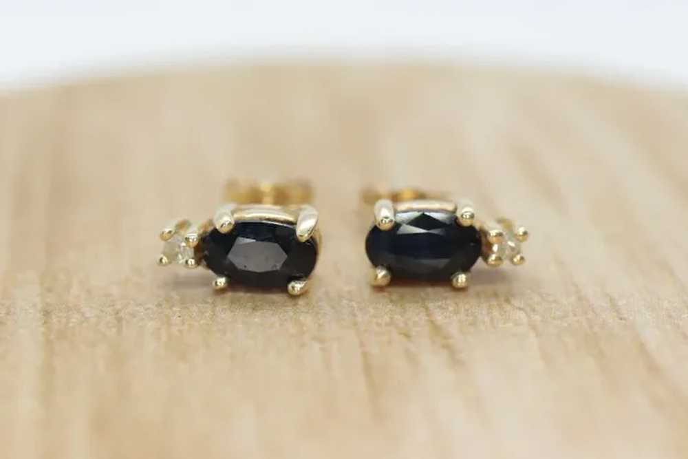 10k Sapphire and Diamond Stud Earrings. - image 3