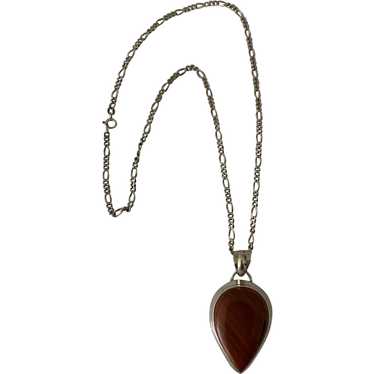 Fab Red Jasper and Sterling Silver Pendant on Ste… - image 1