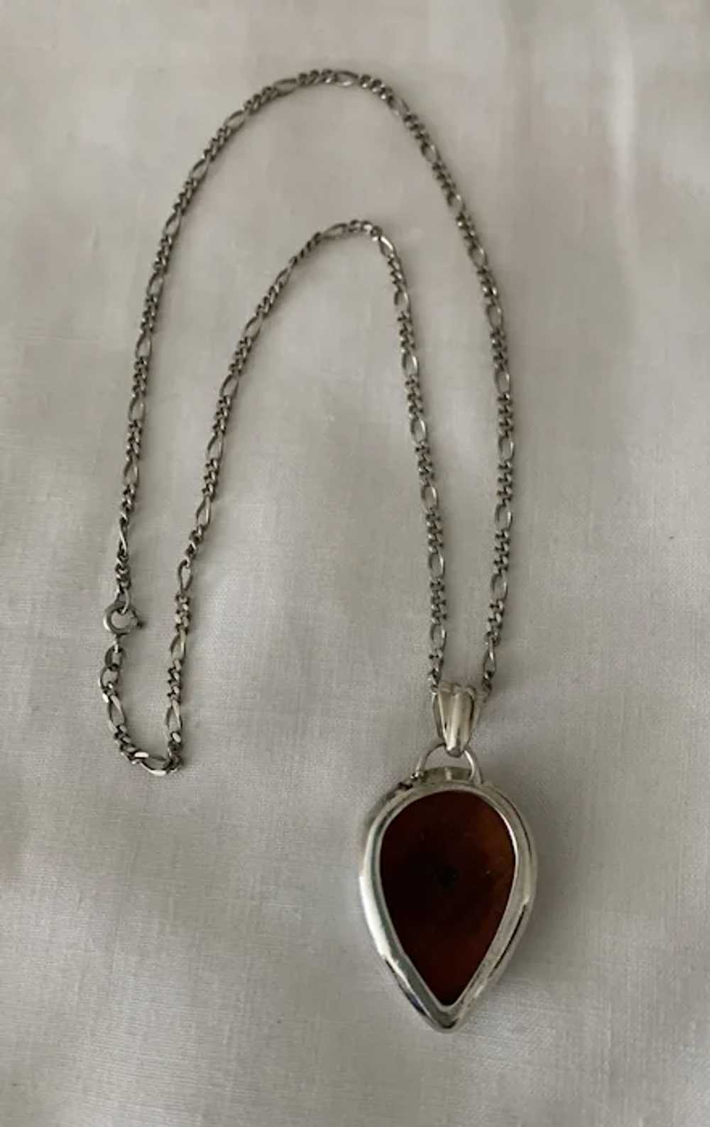 Fab Red Jasper and Sterling Silver Pendant on Ste… - image 4