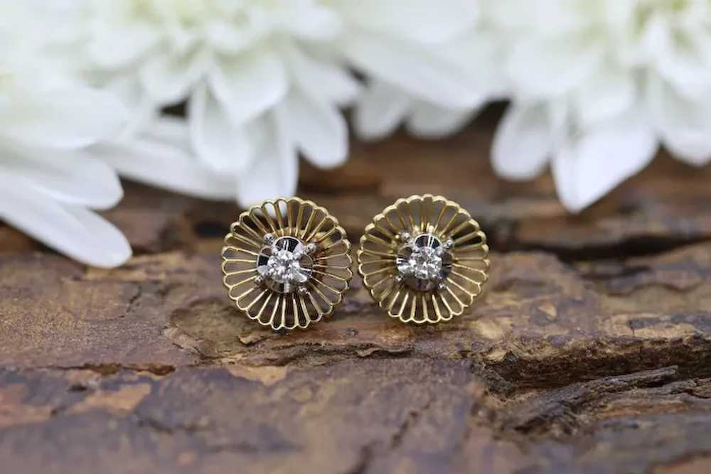 18k JABEL Diamond Stud earrings. Vintage Ornate F… - image 5