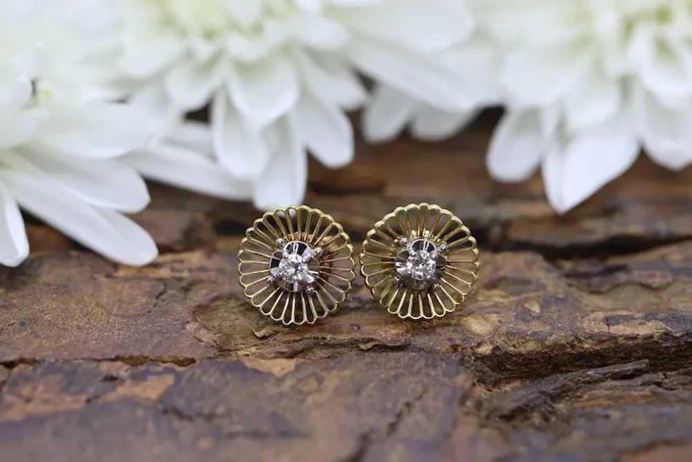 18k JABEL Diamond Stud earrings. Vintage Ornate F… - image 6