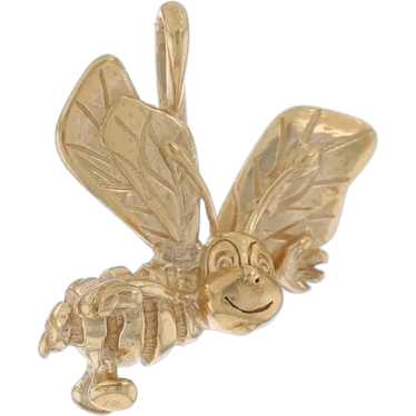 Yellow Gold Happy Bee Pendant - 14k Insect