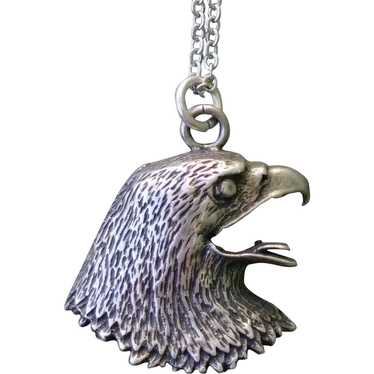 1990s Sterling Silver Eagle Necklace OOAK 18"