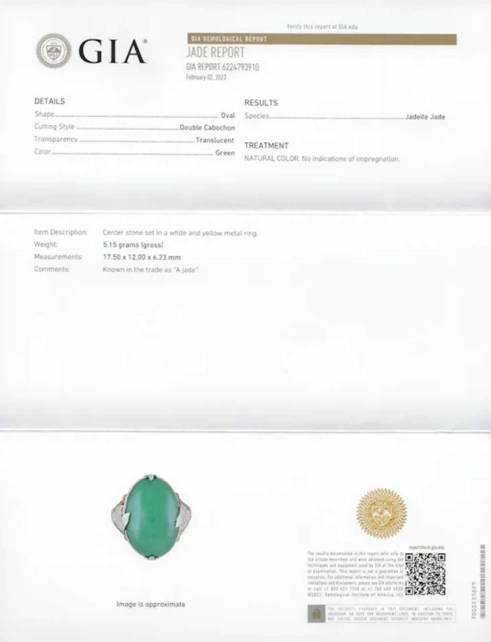 Edwardian Natural Jadeite Jade Cabochon Platinum … - image 12