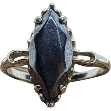 Marquise Hematite ring. 10k white gold Hematite ri