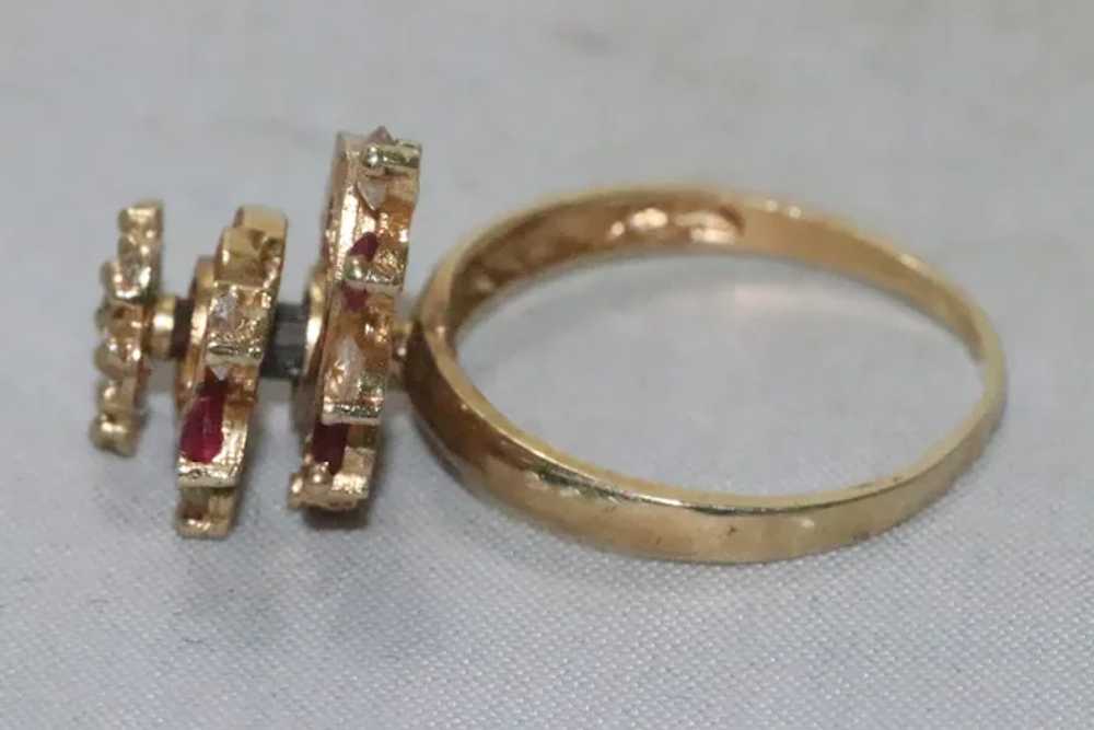 Vintage Flower Heart Lab Created Ruby Cubic Zirco… - image 3