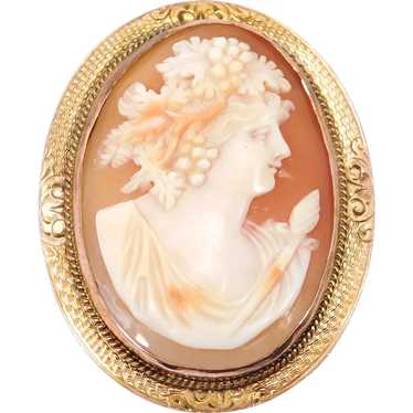 Fine 10K Edwardian Greek Cameo Brooch Pendant Dion