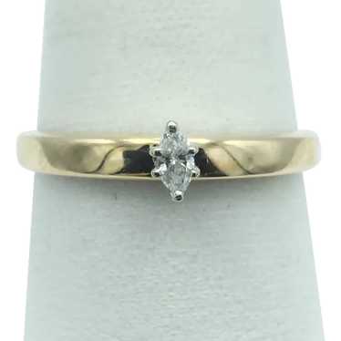 10K 0.10ct Marquise Diamond Solitaire Ring