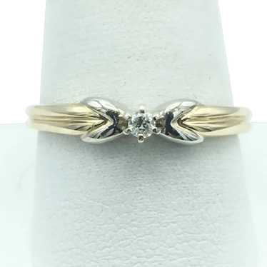 10K 0.05ct Two-Toned Diamond Solitaire Ring - image 1